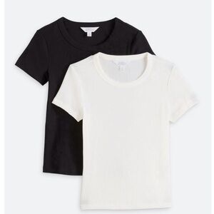 MARKET & SPRUCE 2 Pack Pearl Cotton Rib Crewneck Tee Size Medium